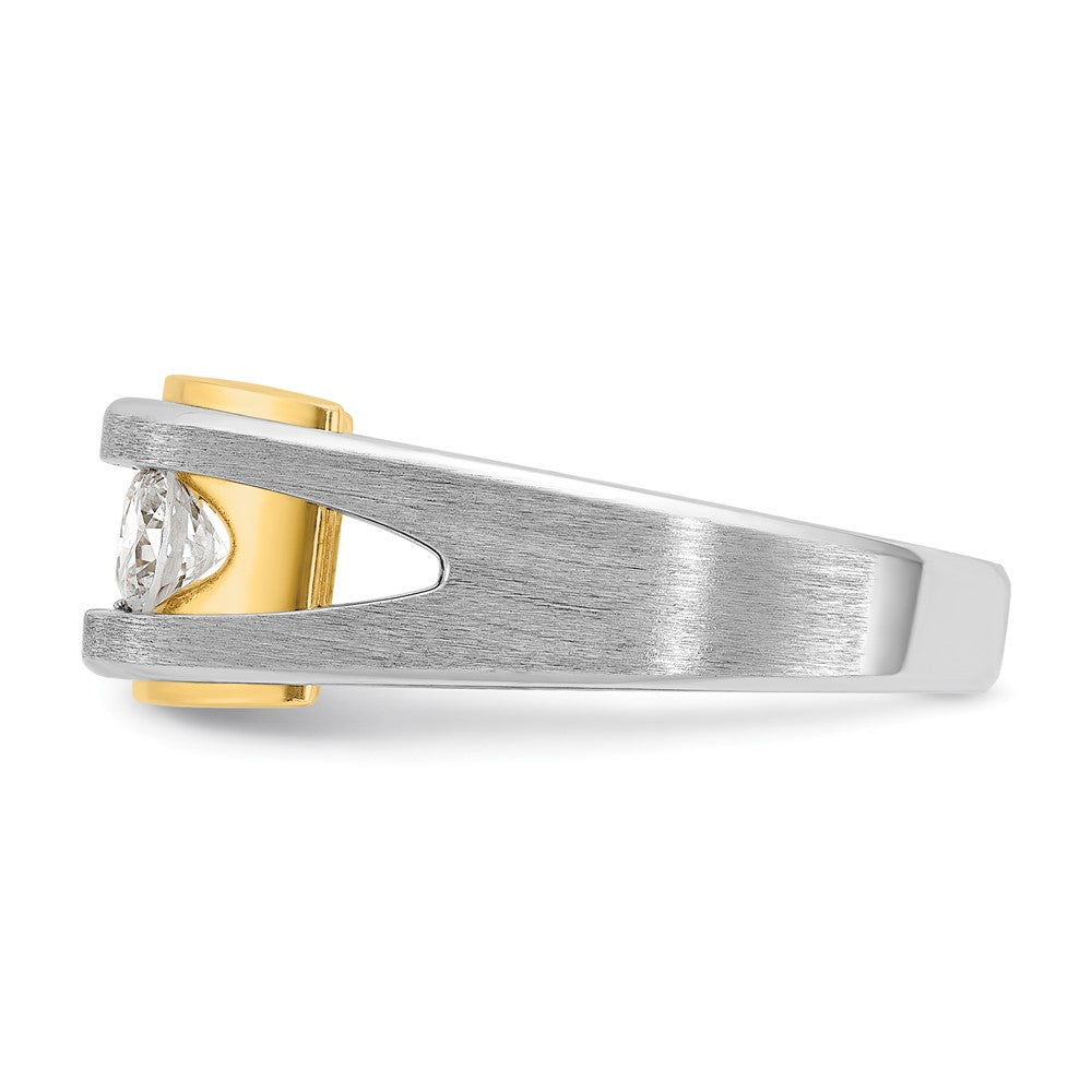 IBGoodman 14k Two-tone 1 carat Lab Grown Diamond VS/SI+ G+ Three Stone Complete Men's Ring