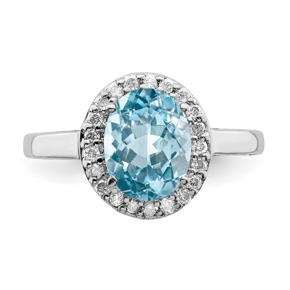 Sterling Silver Rhodium Sky Blue Topaz & Diam. Ring