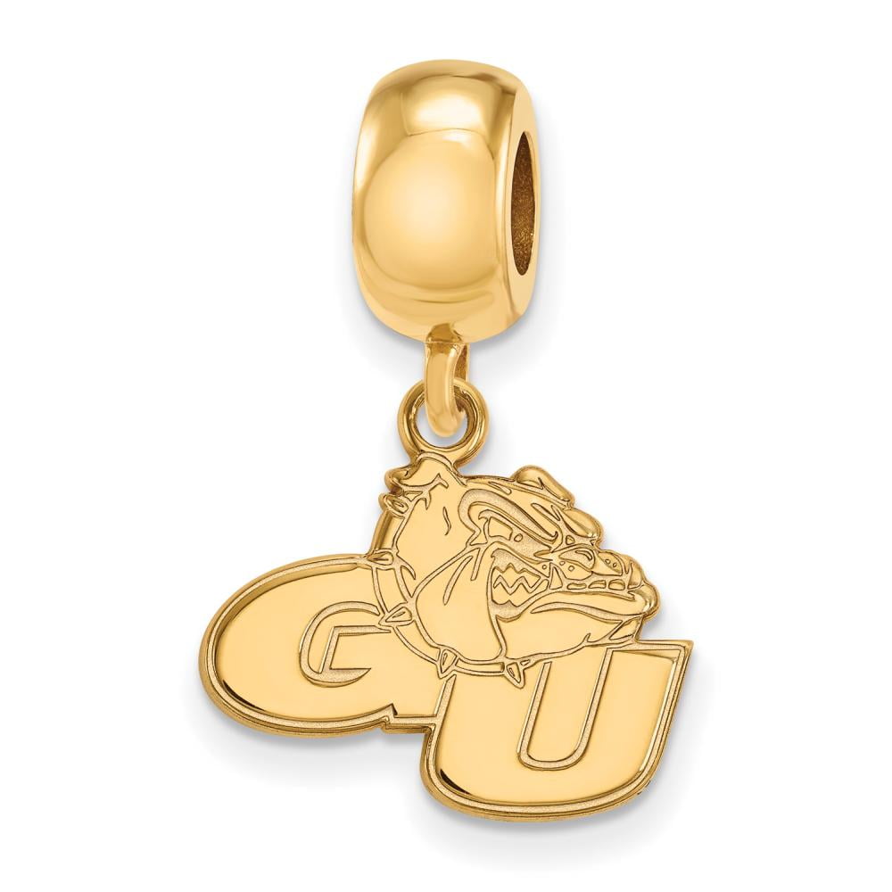 Sterling Silver Gold-plated LogoArt Gonzaga University G-U Bulldog Small Dangle Bead Charm
