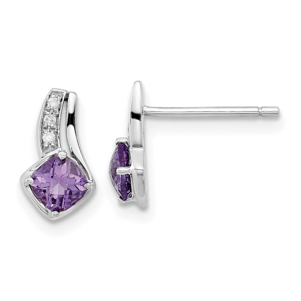 10K White Gold Amethyst and Diamond  Earrings