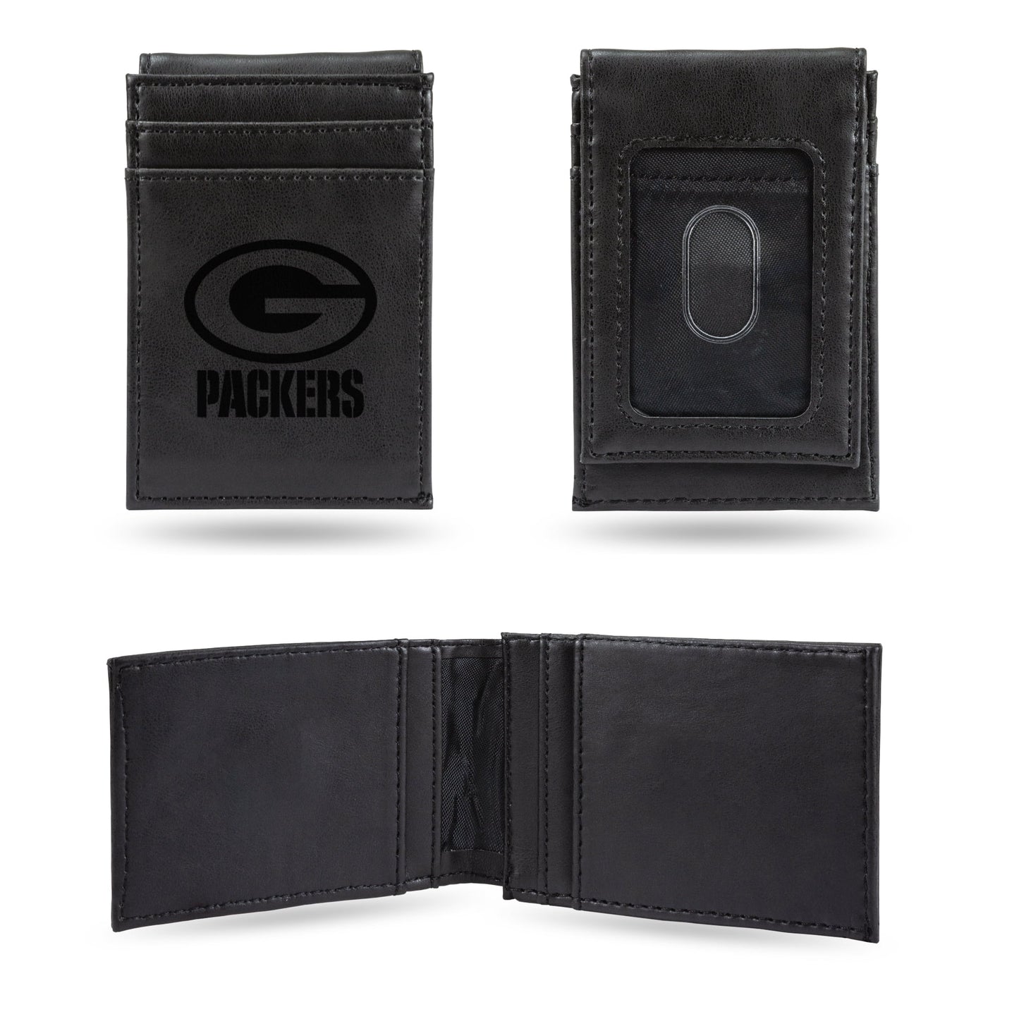 Packers Laser Engraved Black Front Pocket Wallet