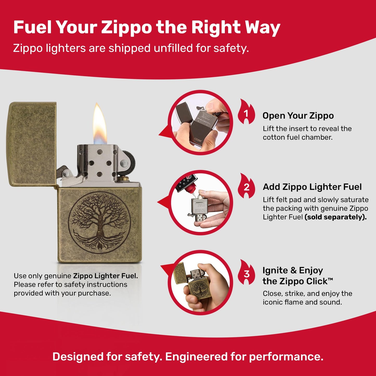 Zippo "Tree of Life" Antique Brass Pocket Lighter