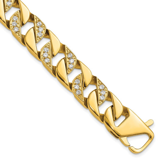Stainless Steel Polished Yellow IP-plated with CZ 8.5 inches