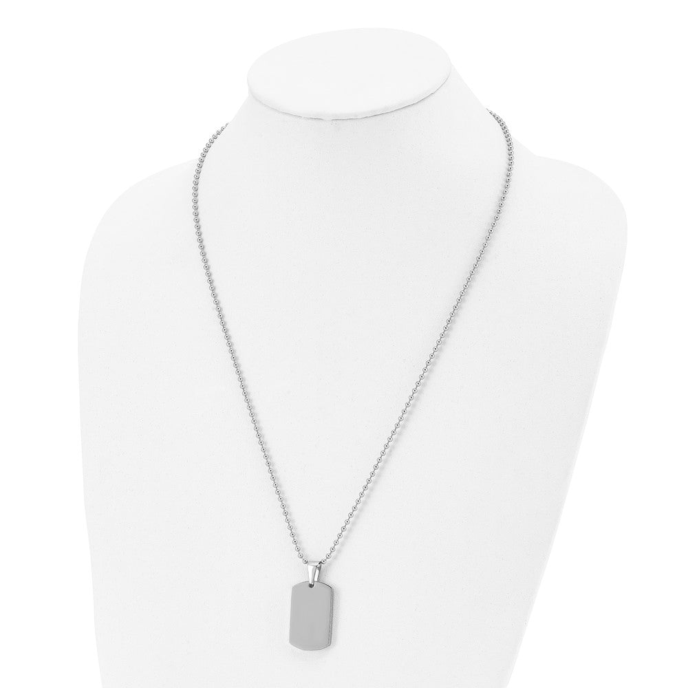 Stainless Steel Brushed & Polished 4mm Reversible Dog Tag 24in Necklace