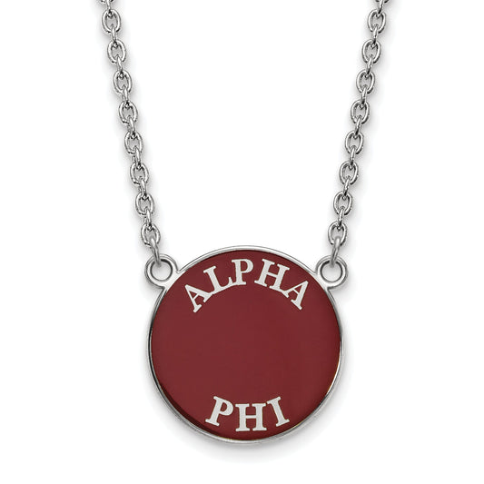 Sterling Silver 18in Official Licensed Greek Sororities Alpha Phi (??) Small Enamel Pendant w/Necklace