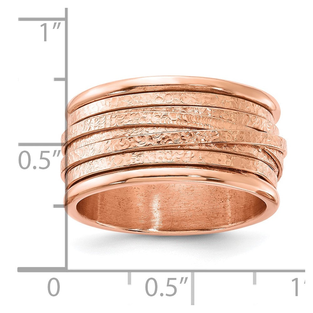 Sterling Silver Rose Gold-Plated Wrapped Textured Size 5 Ring