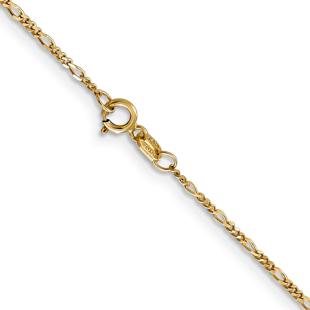 14K 22 inch 1.25mm Flat Figaro with Spring Pendant Ring Pendant Chain
