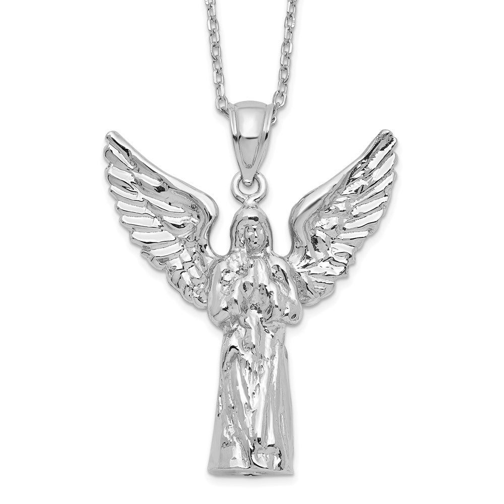 Sterling Silver Rhodium-plated Angel Ash Holder 18in Necklace 18 Inches