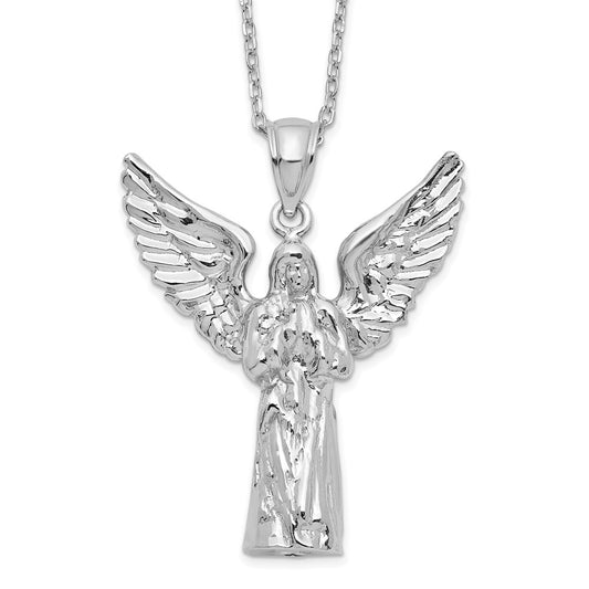 Sterling Silver Rhodium-plated Angel Ash Holder 18in Necklace 18 Inches