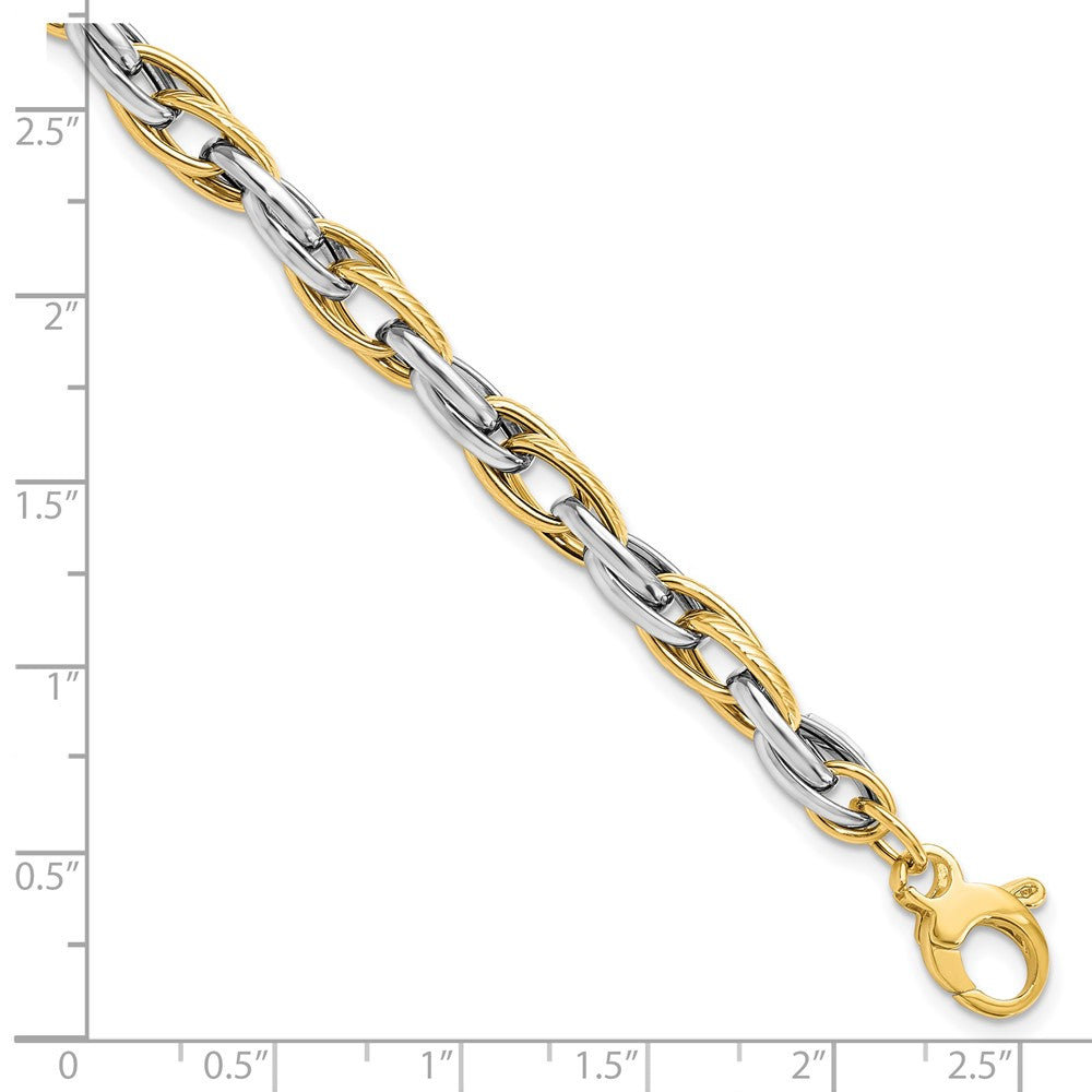 14K Two-tone Polished w/.5in ext. Bracelet 7.5  inches