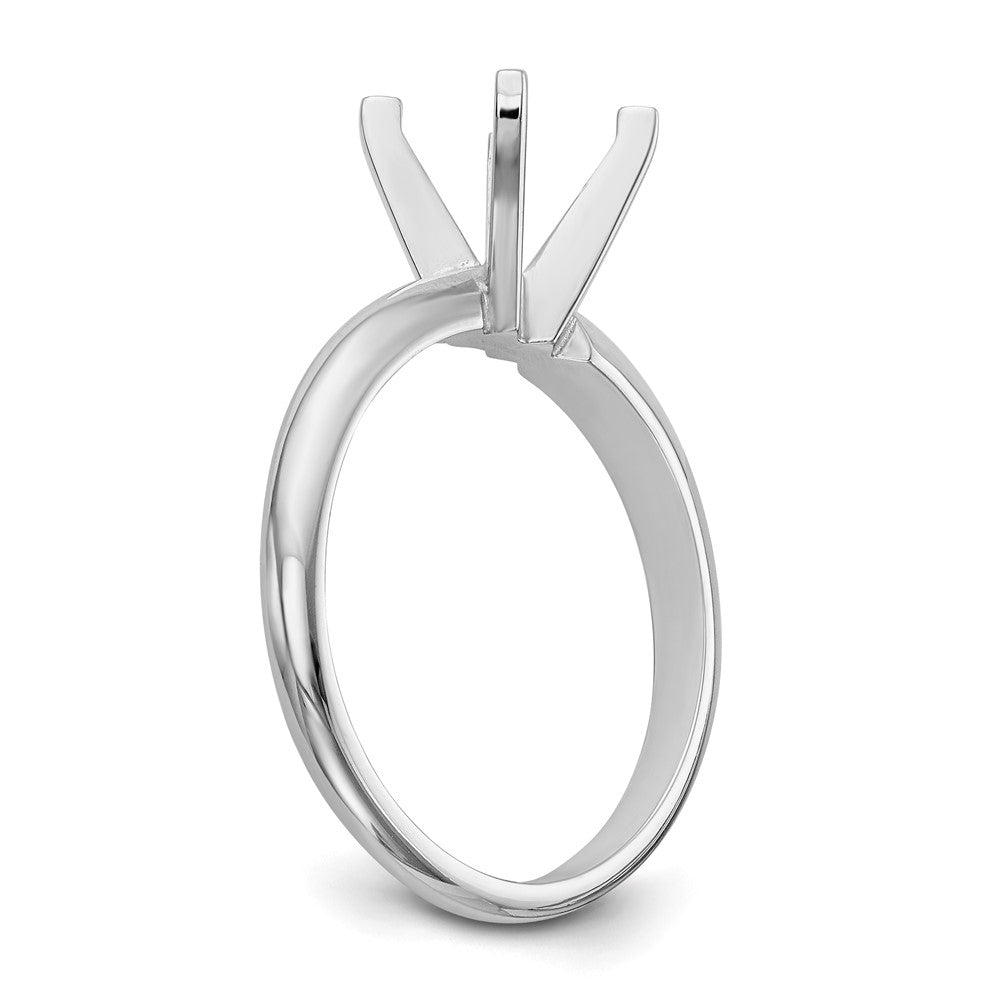 14k White Gold 4.5mm Medium-Weight Half-Round 4-Prong Princess Solitaire Ring Mounting