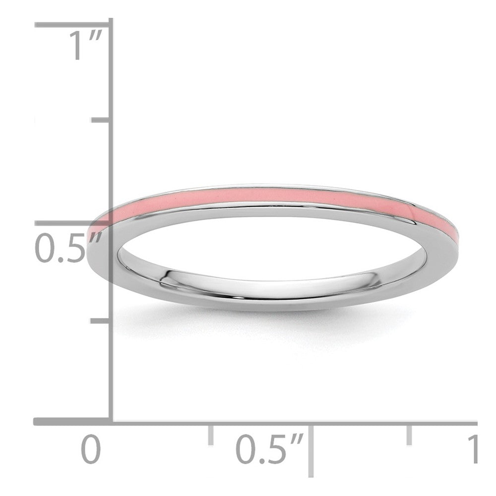 Sterling Silver Stackable Expressions Pink Enameled 1.5mm Ring Size -10