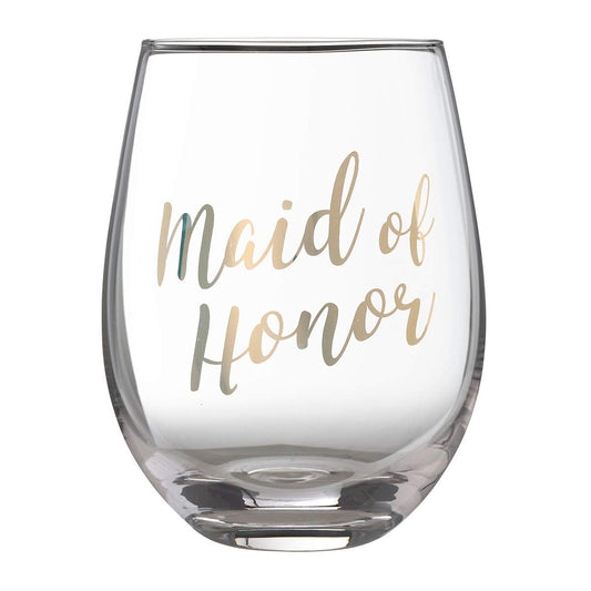 Lillian Rose Gold Maid of Honor Stemless Wine Glass, 1 Count (Pack of 1)