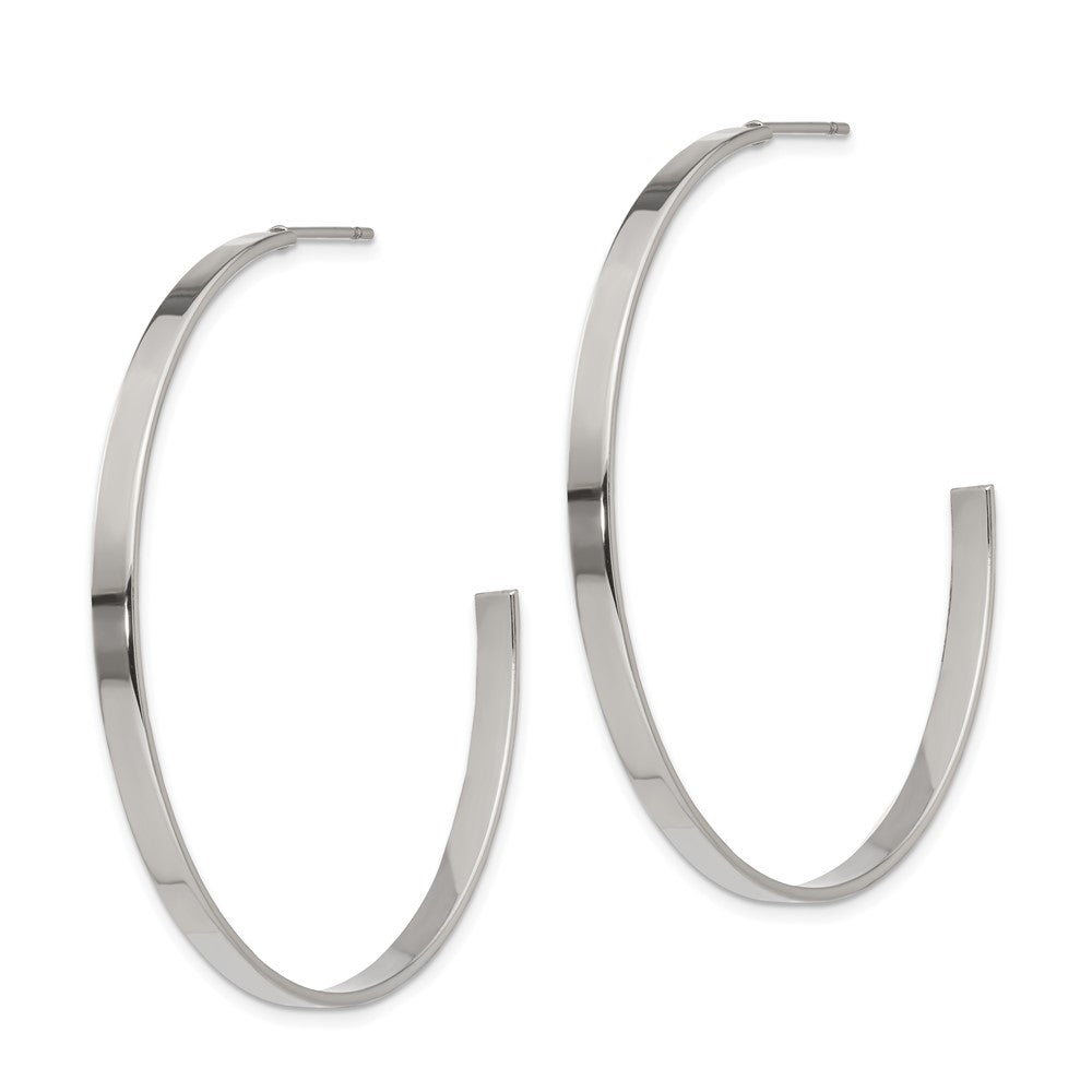 Stainless Steel Polished 44mm Diameter J Hoop Post Earrings