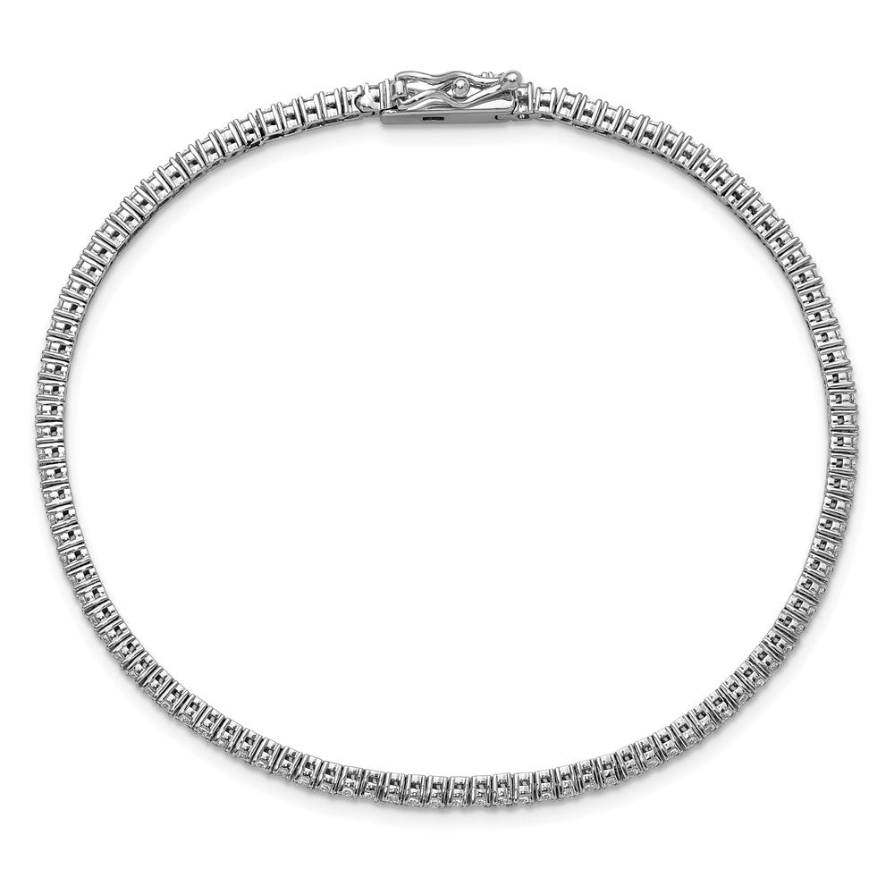 Sterling Shimmer Sterling Silver Rhodium-plated 1.5mm CZ 109 Stone 8 inch Bracelet 8 inches