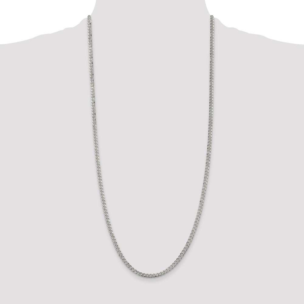 Sterling Silver 3.8mm Pav‚ Curb Chain 30 Inches