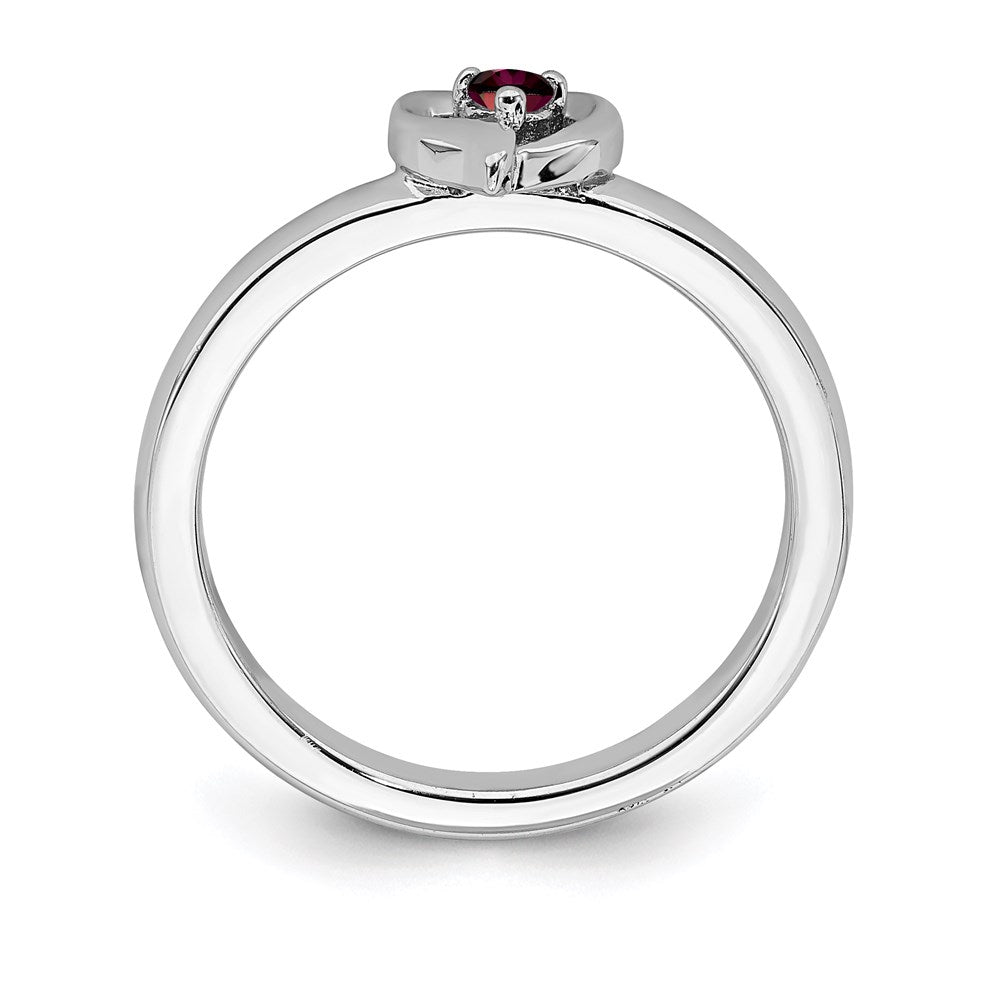 Sterling Silver Stackable Expressions Created Ruby Heart Ring Size -6