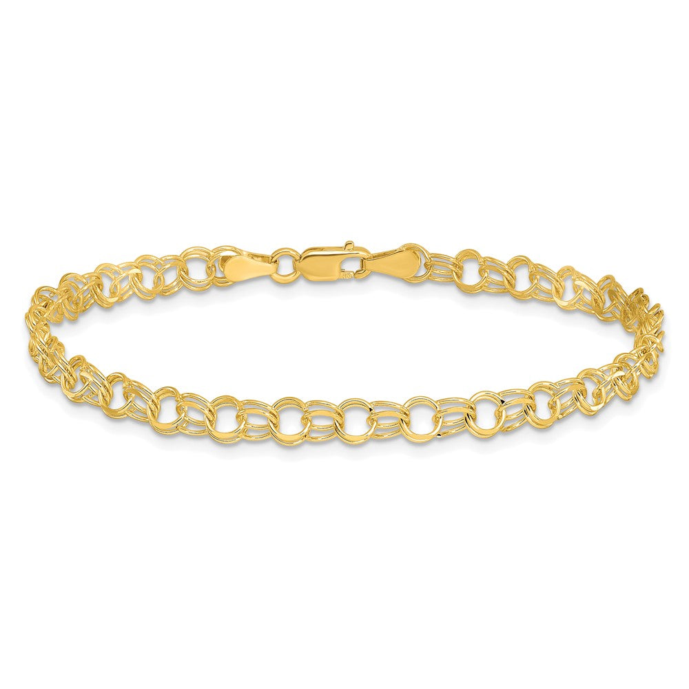 10KY Solid Double Link Charm Bracelet