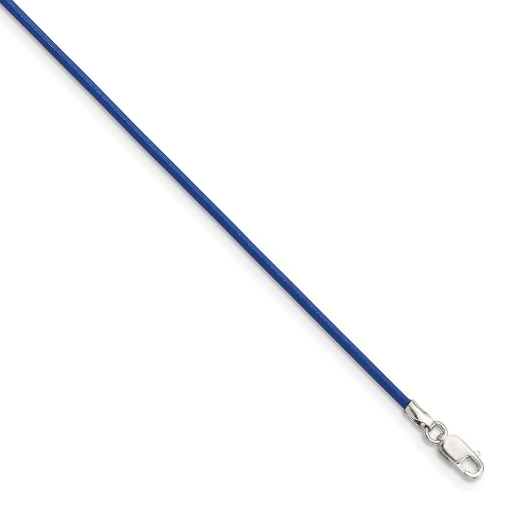 Sterling Silver 18inch 1.5mm Royal Blue Leather Cord Necklace 18 Inches