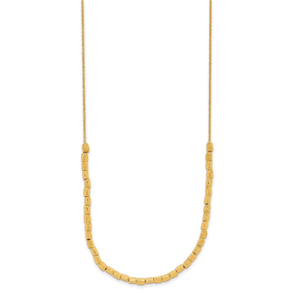 Sterling Silver Gold-plated Polished/Hammered w/2in ext. Necklace