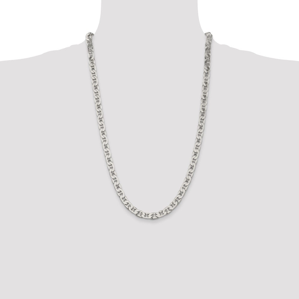Sterling Silver 6.5mm Flat Anchor Chain 26 Inches