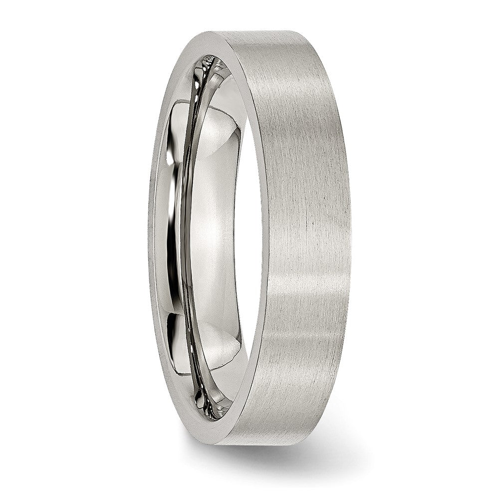 Stainless Steel Brushed 5mm Flat Band Size - 10