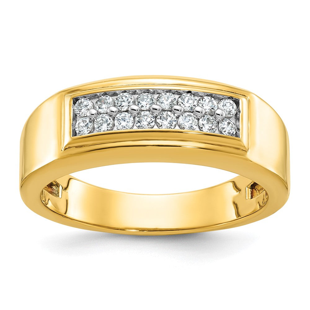 14k IBGoodman Men's Polished 2-Row 1/3 Carat AA Quality Diamond Ring
