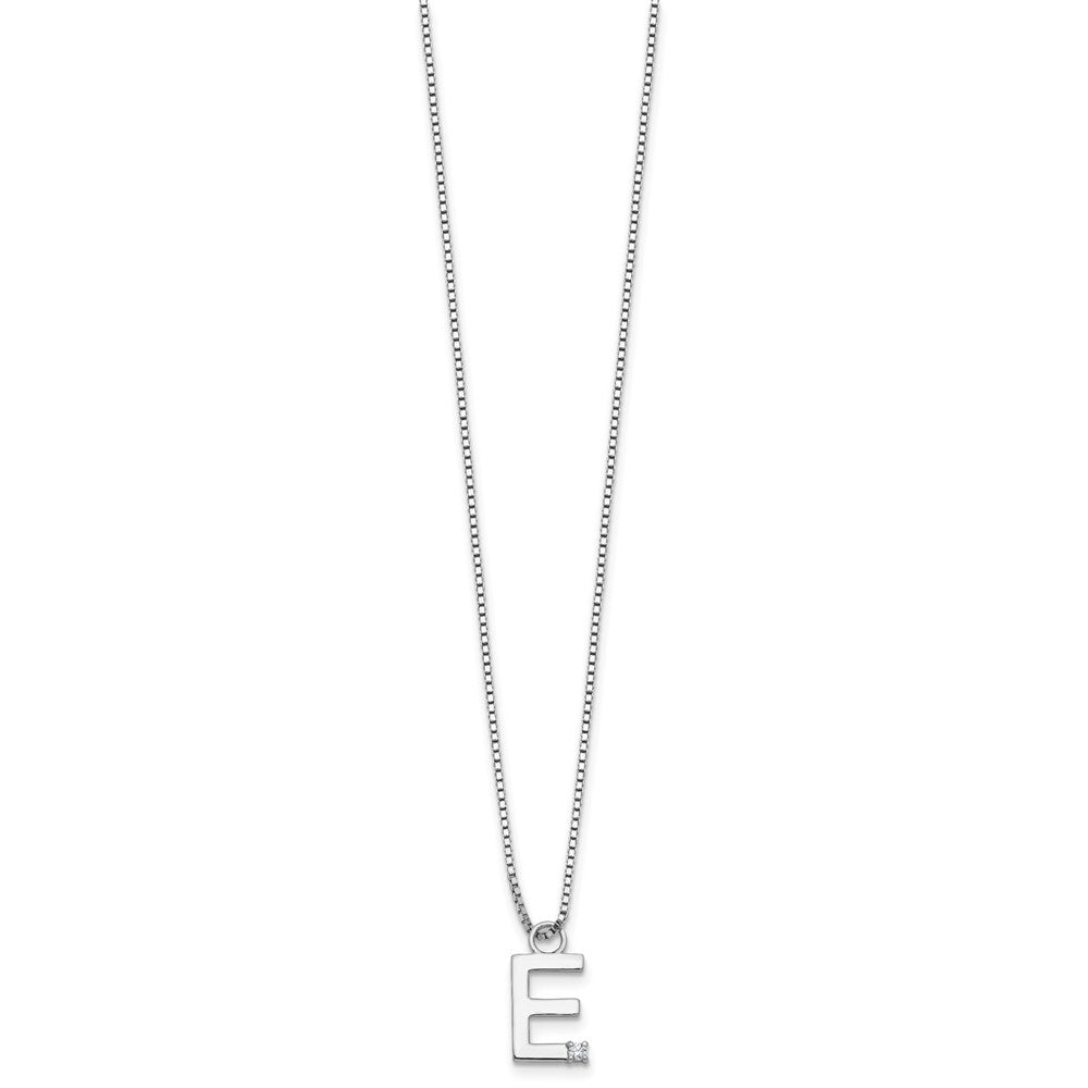 White Ice Sterling Silver Rhodium-plated 18 inch Diamond Letter E Initial Necklace plus 2 inch Extender 18 Inches