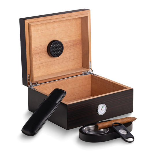 Walnut Wooden Glass Top Cedar Lined Cigar Humidor