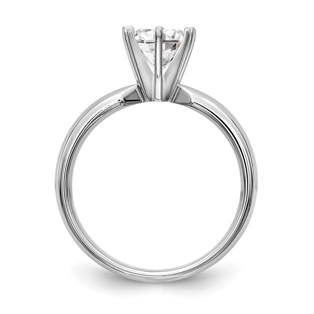 14k White Gold 1/2 carat Medium-Weight Low-Shoulder Comfort-Fit 6-Prong Round Solitaire Ring Mounting