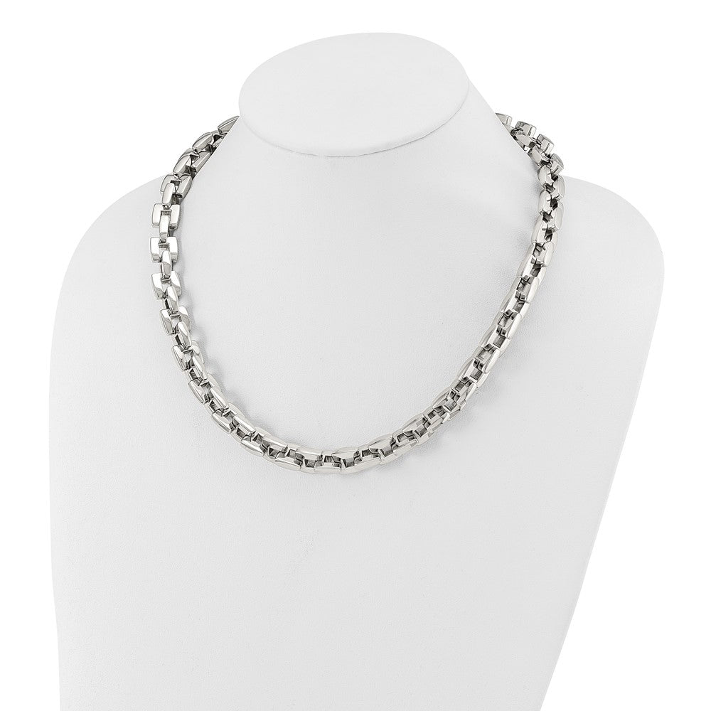 Stainless Steel Polished 20in Square Link Necklace