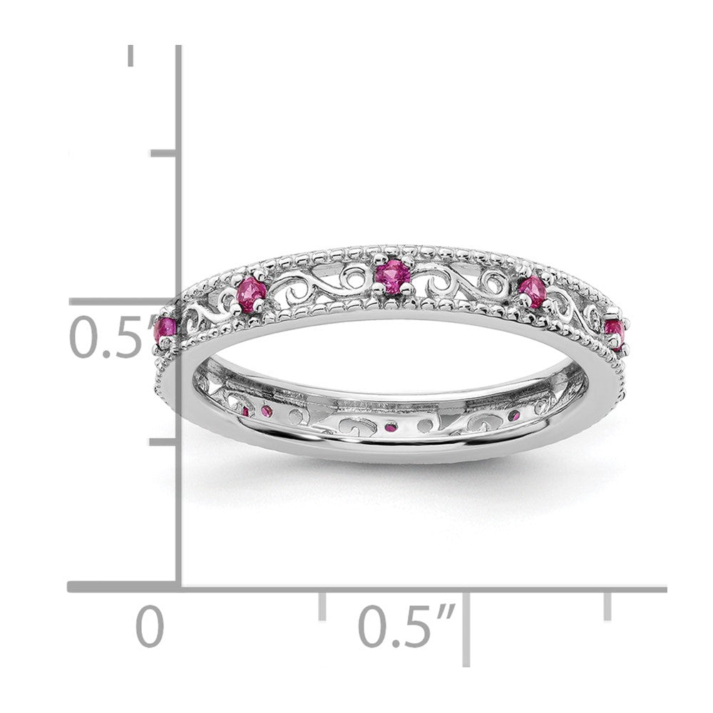 Sterling Silver Stackable Expressions Created Ruby Ring Size -6