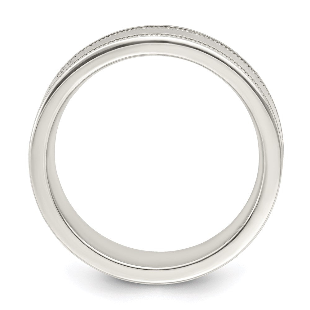 Sterling Silver 6mm Polished Flat Milgrain Grooved Edge Fancy Band Size 8