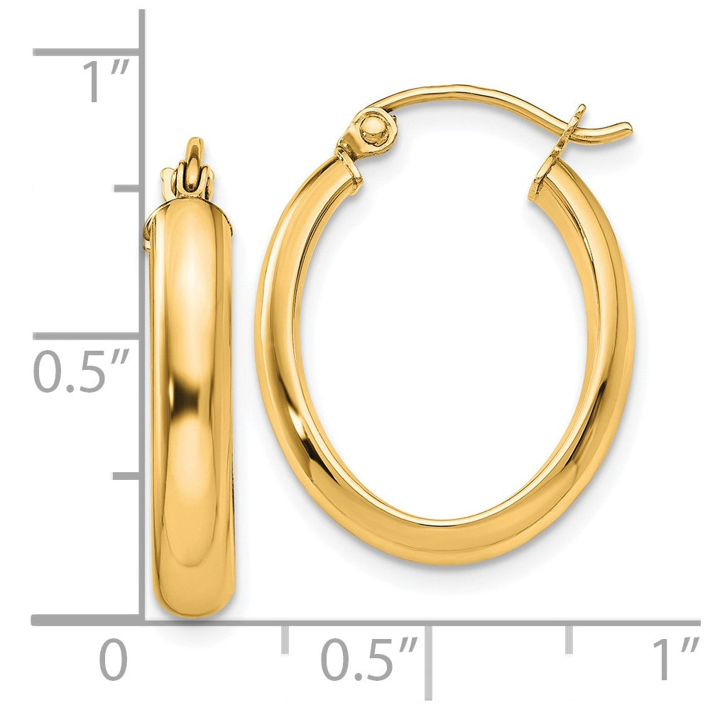 10k Polished 3.75mm Oval Tube Hoop Earrings