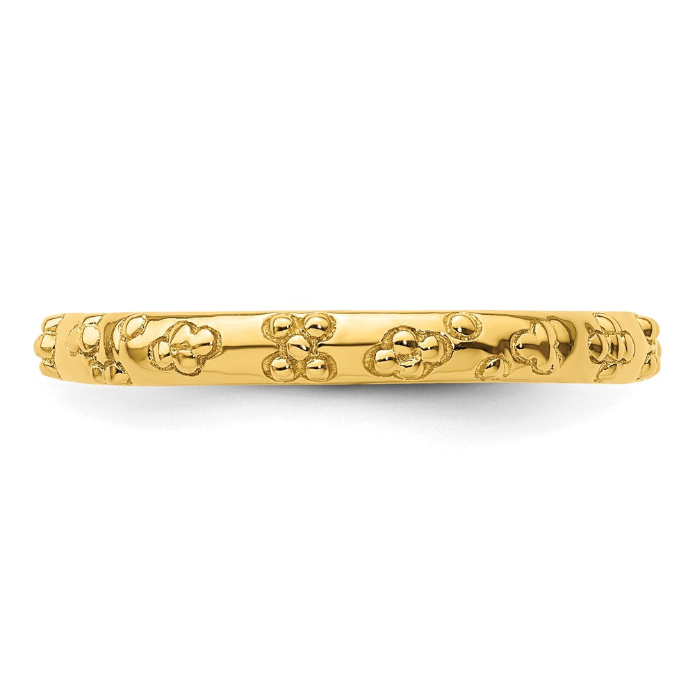 Sterling Silver Stackable Expressions Gold-plated Textured Ring Size -7