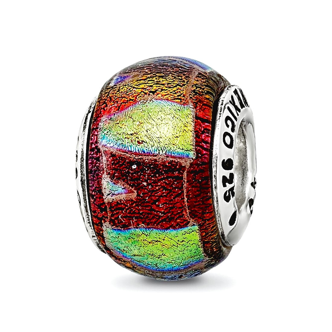 Sterling Silver Reflections Orange Dichroic Glass Bead