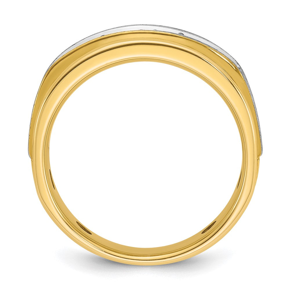 IBGoodman 14k Two-tone Men's Polished Satin and Grooved 5-Stone Ring Mounting