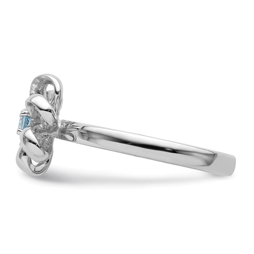 Sterling Silver Stackable Expressions Polished Blue Topaz Flower Ring Size -10