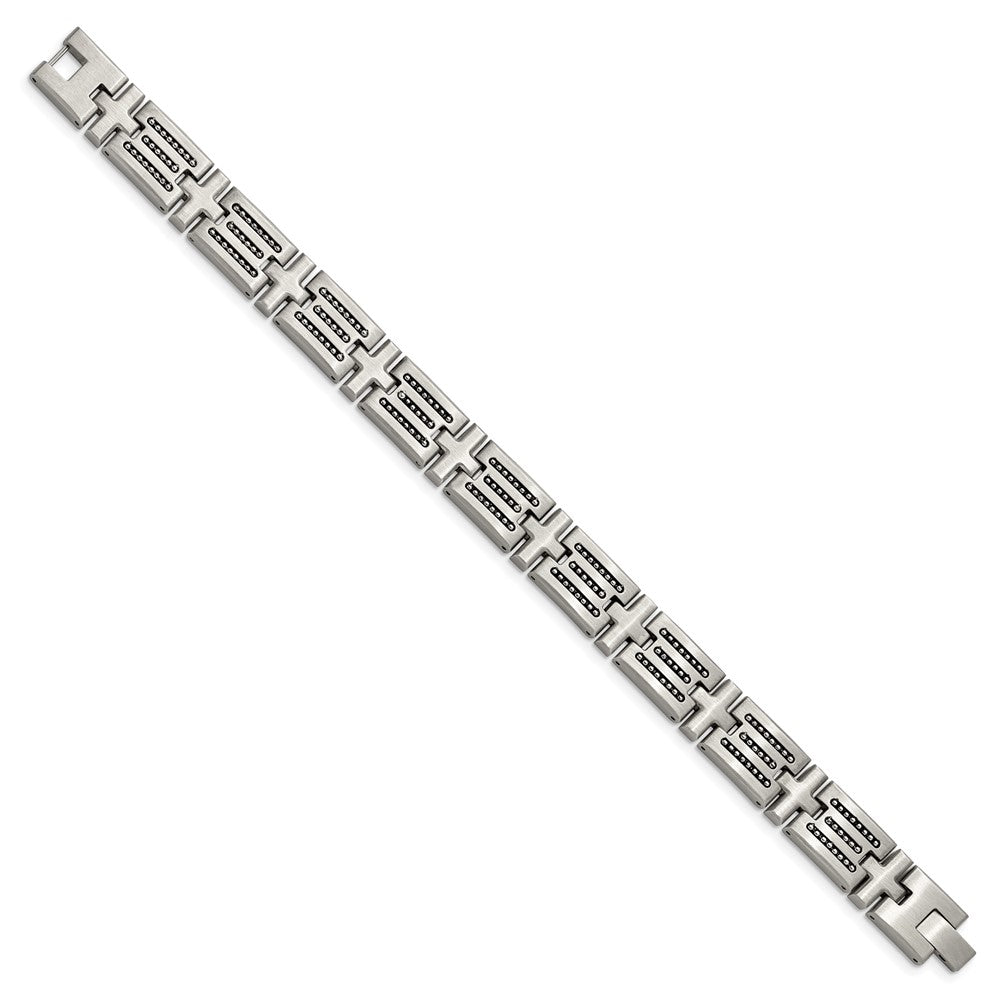 Stainless Steel Brushed with Polished Beads 8.5in Bracelet 8.5 inches