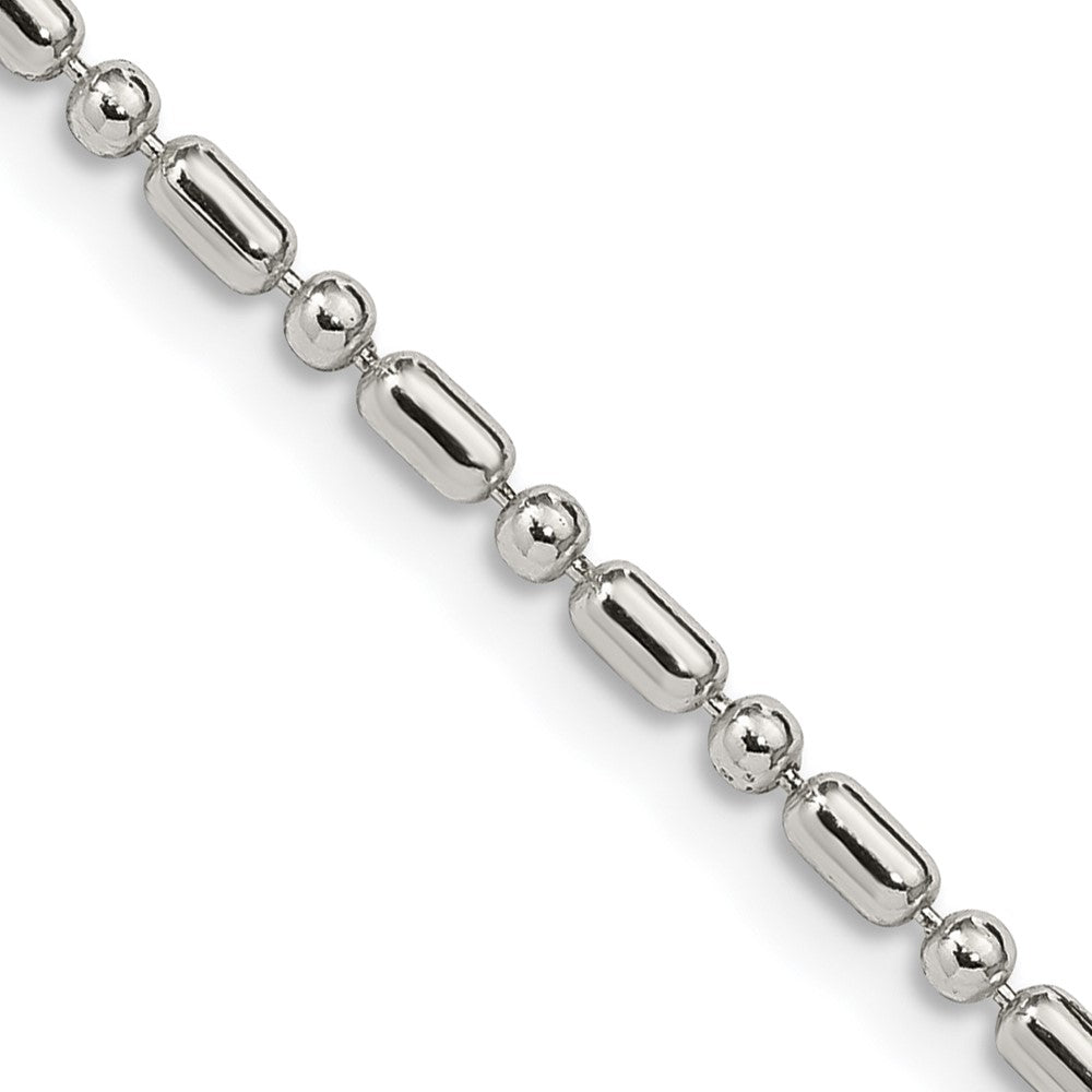 Sterling Silver 2mm Fancy Beaded Chain 24 Inches