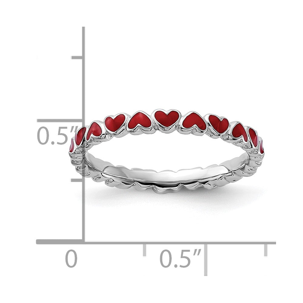 Sterling Silver Stackable Expressions Red Enameled Ring