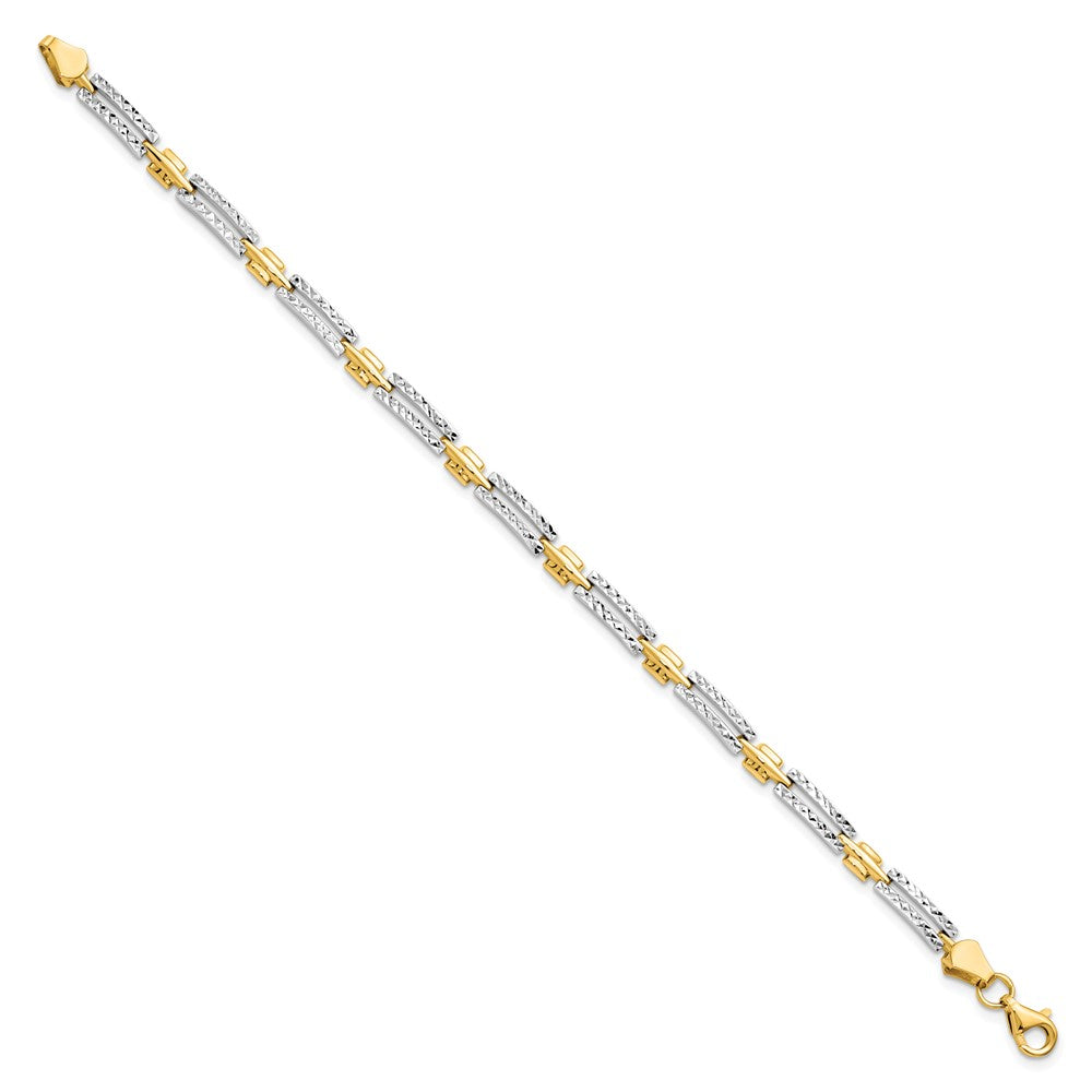 14K w/Rhodium D/C Bracelet 7  inches