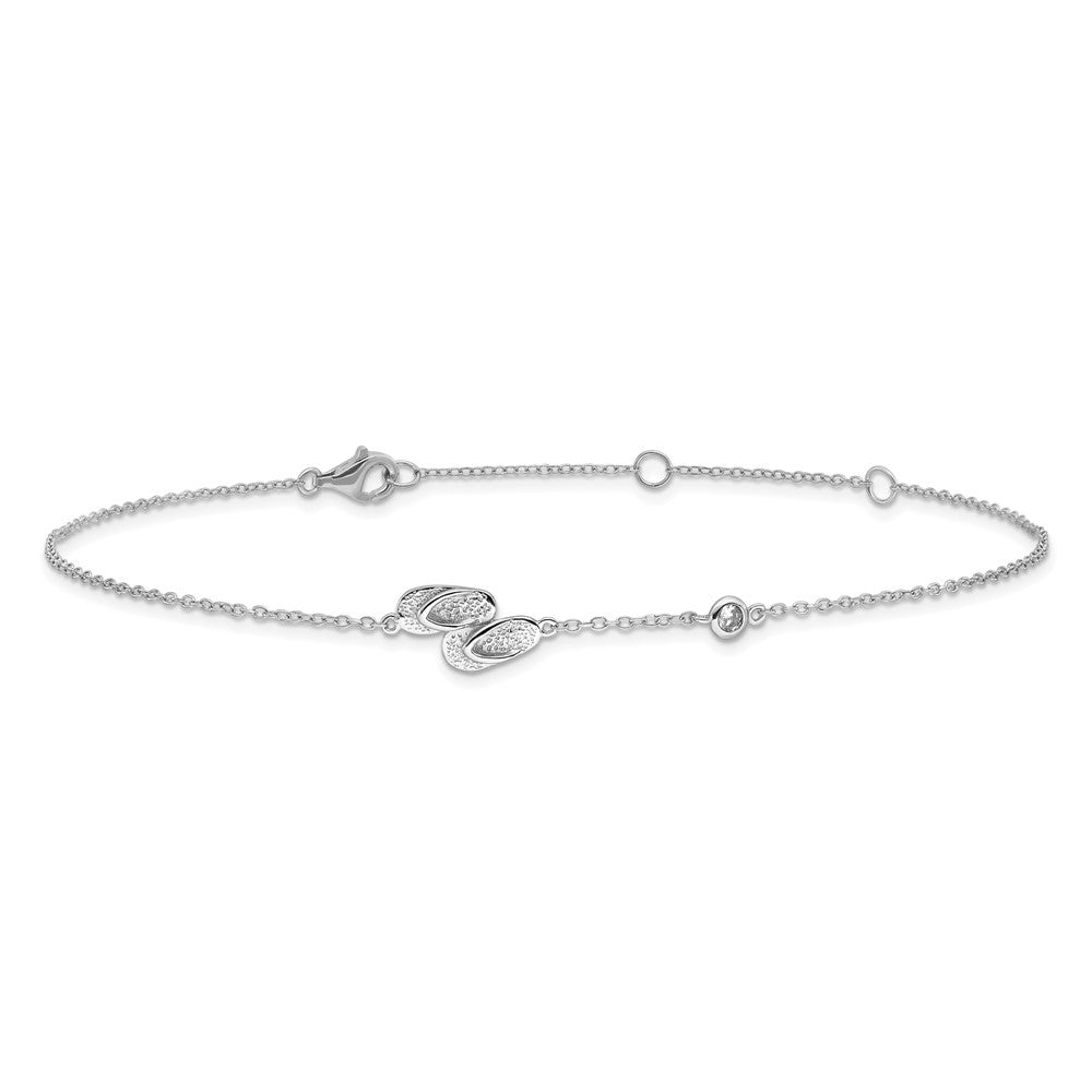 Sterling Silver Rhodium-plated Polished CZ Flip Flops 9 inch with a 2 inch extention Anklet 9 inches