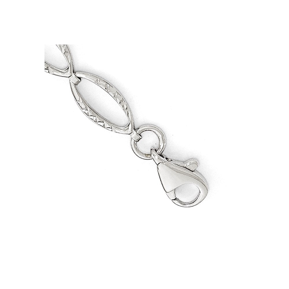 14K White Gold Polished and D/C Bracelet 7  inches