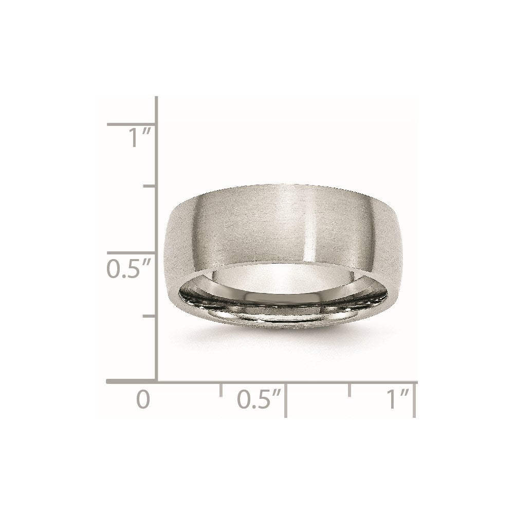 Stainless Steel Brushed 8mm Half Round Band Size - 11.5