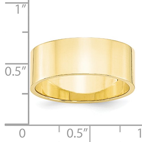 10k Yellow Gold 8mm Lightweight Flat Wedding Band Size 11.5