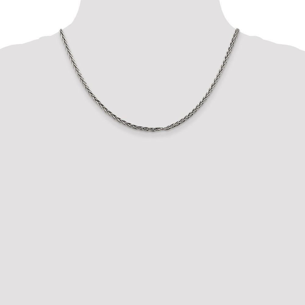 Sterling Silver Antiqued 3.25mm Solid Square Spiga Chain 18 Inches