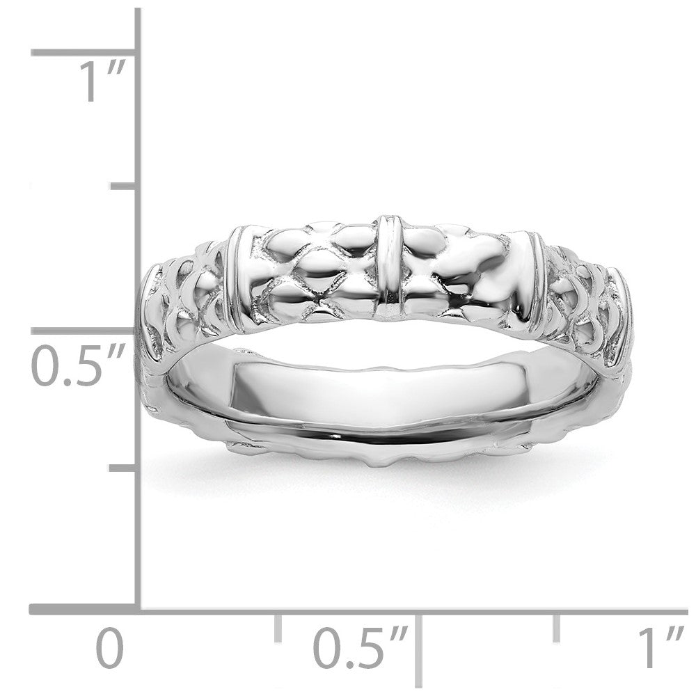 Sterling Silver Stackable Expressions Rhodium Ring Size -7