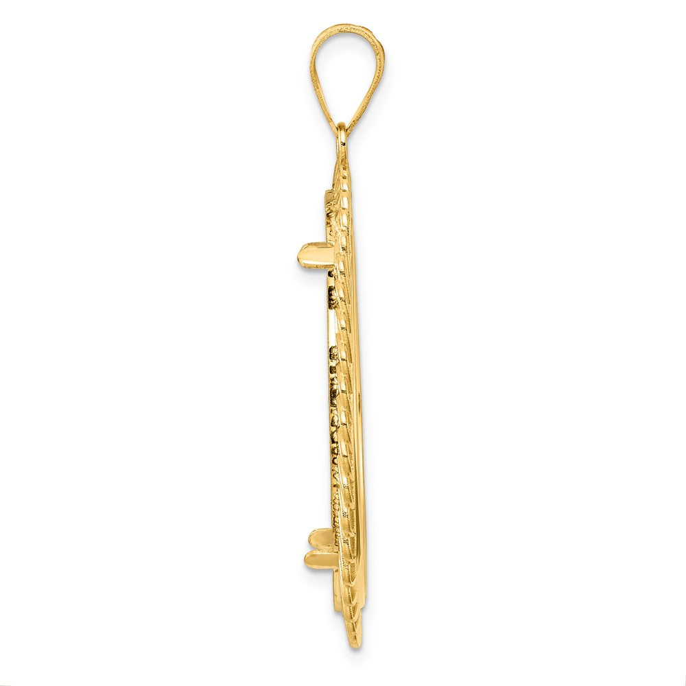 14k Polished Tilted with 32.0mm Prong Coin Bezel Pendant