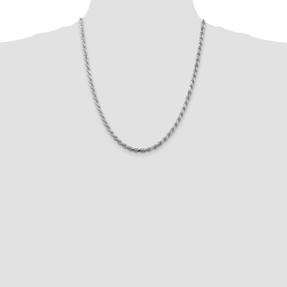 Sterling Silver Rhodium-plated 4.25mm Diamond-cut Rope Chain 22 Inches